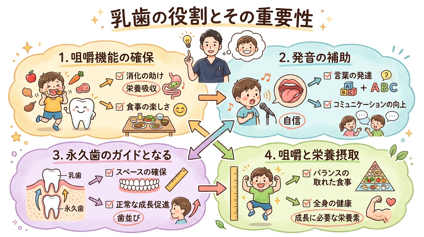 乳歯の役割とその重要性の図解