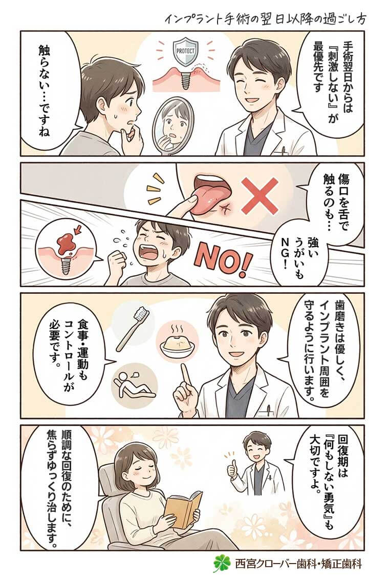 インプラント手術の翌日以降の過ごし方