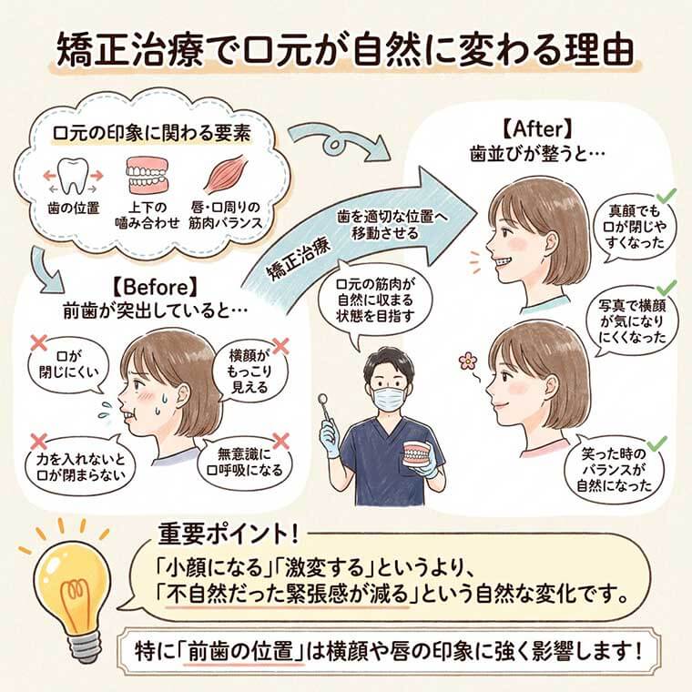 矯正すると口元はなぜ自然に変わるの？の図解